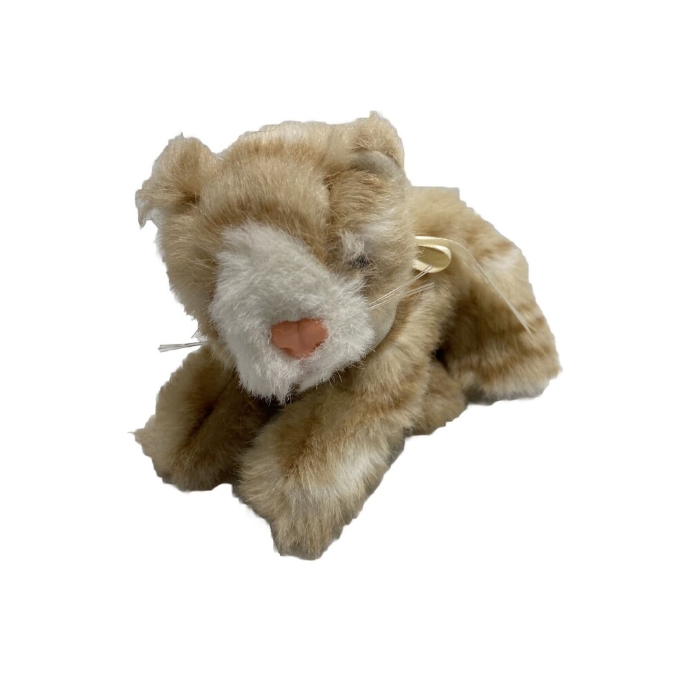 Vintage Unbranded Orange Tiger Kitten Plush  Small Hands Stuffed Animal 5.5 in